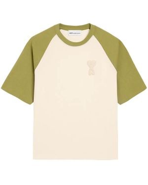 Ami Paris Ami De Coeur T-Shirt Mit Gehäkeltem Patch - Gelb