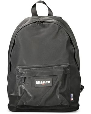 Blauer Logo-Patch Zip-Pocket Backpack - Grey