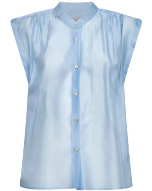Blanca Vita Button-Down Gesmockte Blouse - Blauw