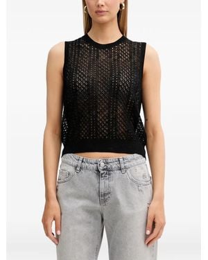 ViCOLO Crochet-Knit Sleeveless Top - Black