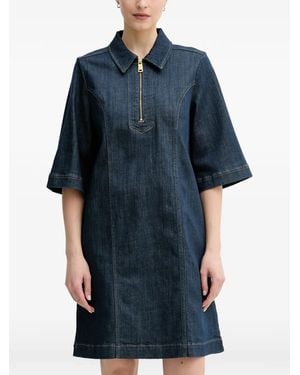 Mos Mosh Mmabigail Quarter-Zip Denim Mini Dress - Blue