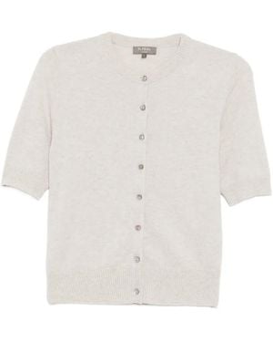 N.Peal Cashmere Short-Sleeve Button Cardigan - White