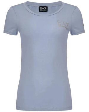 EA7 Rhinestone-Logo T-Shirt - Blue