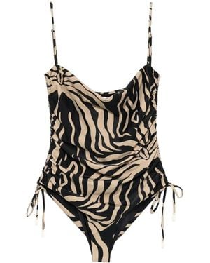 Johanna Ortiz Zebra-Print Swimsuit - Black