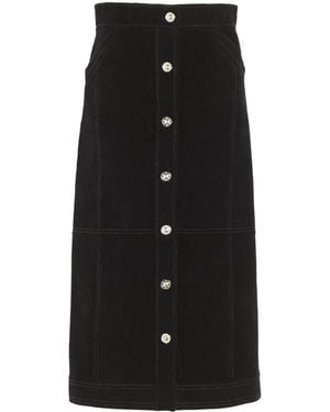 Barrie High-Waisted Midi Skirt - Black