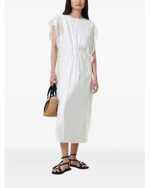 AllSaints Ola Lace-Insert Ruffled Midi Dress - White