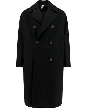 Hevò Double-Breasted Coat - Black