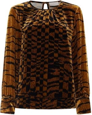 Pierre Louis Mascia Velvet Abstract-Print Shirt - Brown
