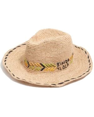 Bimba Y Lola Logo-Embroidered Raffia Hat - Natural