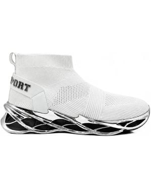 Philipp Plein Sock Metallic-Trim Sneakers - White