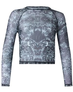 BOILER ROOM Chain-Print Mesh Top - Blue
