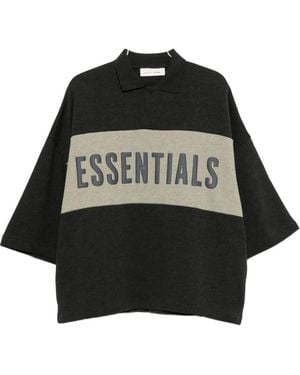 Fear Of God Essentials Logo-Print Polo-Shirt - Black