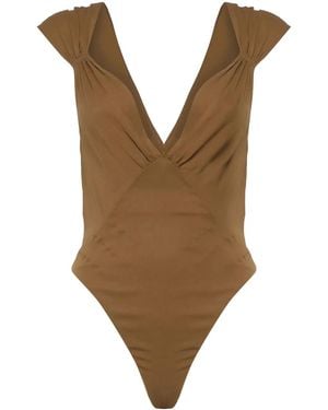 Saint Laurent Semi-Sheer Bodysuit - Brown
