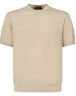 Loro Piana Short-Sleeve Cotton Top - Natural