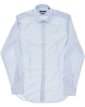 Corneliani Checked-Pattern Slim-Fit Shirt - Blue