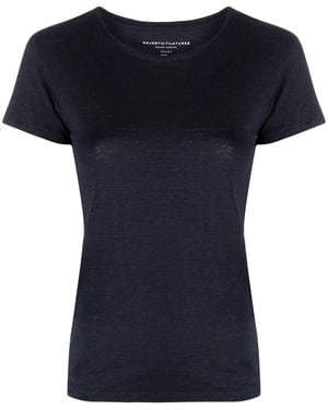 Majestic Filatures Short-Sleeved Linen T-Shirt - Blue
