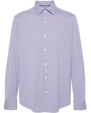 BOSS Check-Pattern Long Sleeve Shirt - Purple