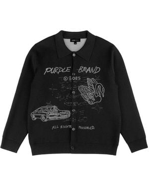 Purple Brand Scratch Cardigan - Black