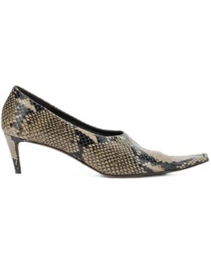 KHAITE Marlene Snake-Effect Leather Court Shoes - Metallic