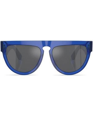 Burberry Logo-Engraved Round-Frame Sunglasses - Blue