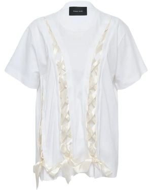 Simone Rocha Unraveling Ribbon T-Shirt - White