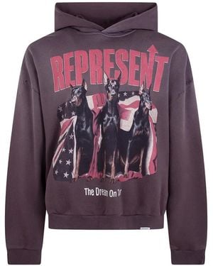 Represent Graphic-Print Cotton Hoodie - Purple
