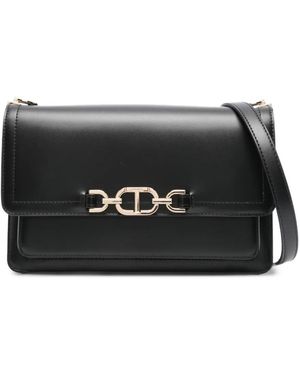 Twinset Chain-Link Flap Cross Body - Black