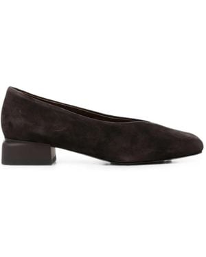 Linda Baumann Suede Crossover-Strap Court Shoes - Black