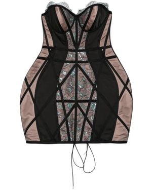 MITILIANE COUTURE Vestido Corto Con Encaje Chantilly - Negro