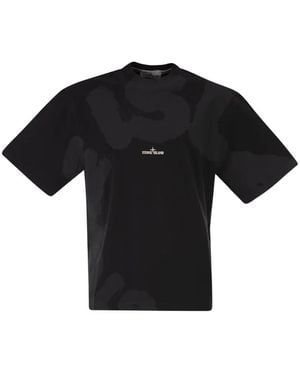 Stone Island Compass-Logo Camouflage-Print T-Shirt - Black