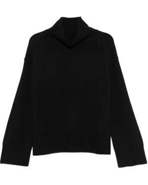 Soft Goat Jersey Con Ribete De Canalé - Negro