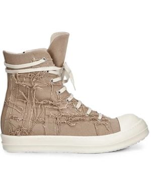 Rick Owens Distressed High-Top Trainers - Natural