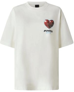 Pinko Surreal Love heart-snake print T-shirt - Blanco