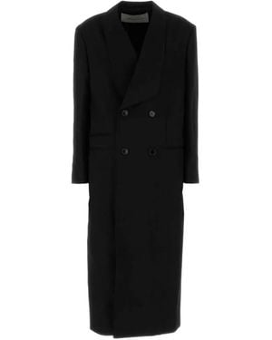 Ami Paris Shawl-Lapel Double-Breasted Coat - Black
