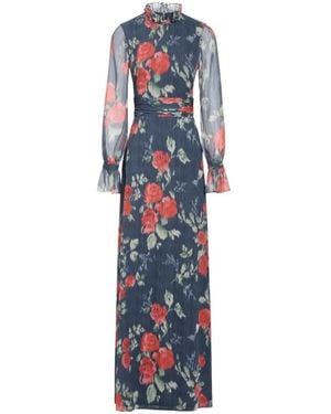 Markarian Adelaide Floral-Print Ruffled Gown - Blue