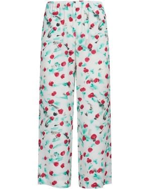 Marni Floral Cropped Pants - Blue