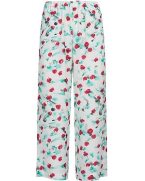 Marni フローラル クロップドパンツ - ブルー