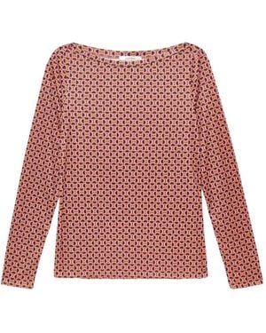 Maliparmi T-Shirt Met Boothals En Micro-Print - Rood