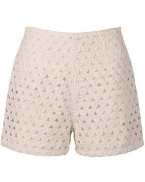Valentino Garavani Heart-Motif Crochet-Knit Shorts - Natural