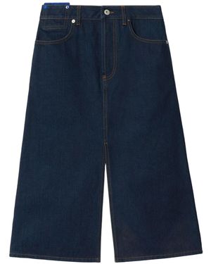 Burberry Cotton Denim A-Line Skirt - Blue
