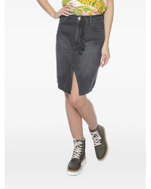 One Teaspoon Trucker Front-Slit Midi Skirt - Black