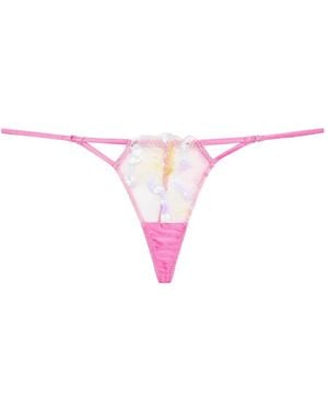 Fleur du Mal Hibiscus Sequin G-String - Pink