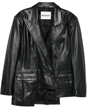 MEDEA Asymmetric Leather Jacket - Black