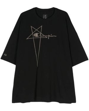 Rick Owens X Champion Logo-Embroidered T-Shirt - Black