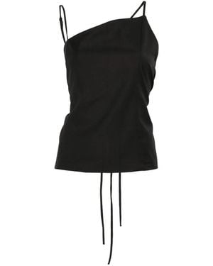 LA PISCINE Asymmetrical-Neck Top - Black