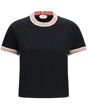 Versace Schwarzes T-Shirt Aus Stretch-Baumwolljersey