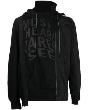 Mostly Heard Rarely Seen Track Asymmetric Paneled Hoodie - Black