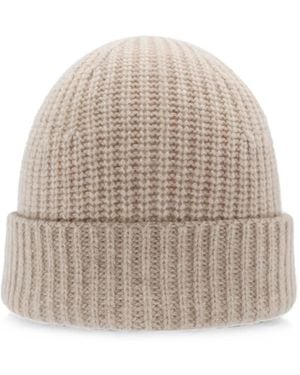EMERSON RENALDI Waffle-Knit Turn-Up Brim Beanie Hat - Natural