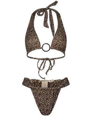 Paramidonna Bañador Mirla Con Estampado De Leopardo - Blanco