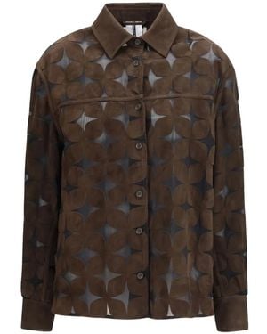 S.w.o.r.d 6.6.44 Flower-Appliqué Suede Jacket - Brown